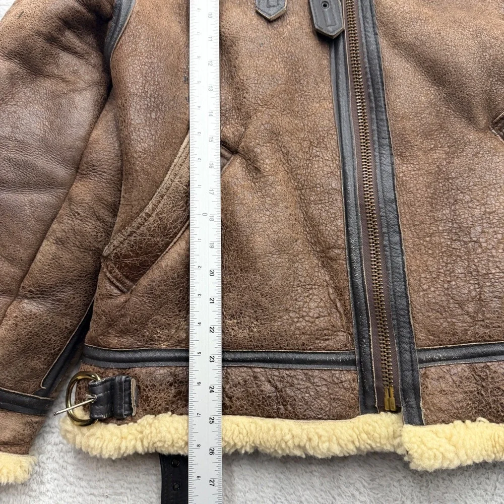 Branded Orchard Motorcycle B-3 Flight Jacket Mens 46 Brown Shearling Sheepskin